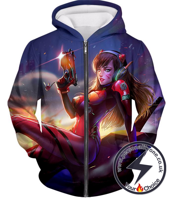 Overwatch Sexy Tank Fighter D.Va Zip Up Hoodie